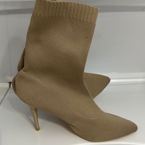 Taupe Stiletto Sock Booties SIZE 9